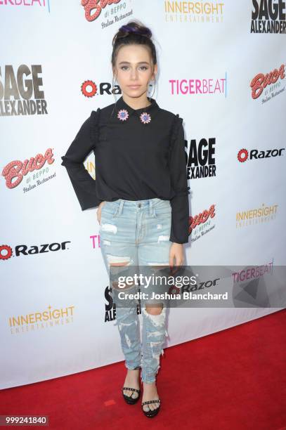 Sky Katz attends "Sage Alexander: The Dark Realm" Launch Party Co-hosted by Innersight Entertainment and TigerBeat Media at El Rey Theatre on July...