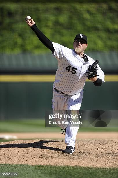 Bobby Jenks of the Chicago White Sox pitches gainst the Toronto Blue Jays on May 9, 2010 at U.S. Cellular Field in Chicago, Illinois. The Blue Jays...