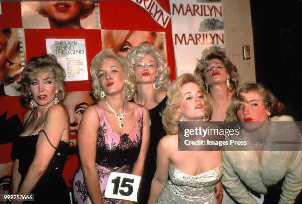 Marilyn Monroe Impersonators during a lookalike contest during circa 1982 in New York.