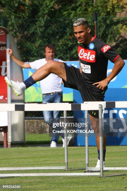 Napoli's Brazilian midfielder Allan is training during the pre-season praparation on July 13 2018 at Carciato pitch.