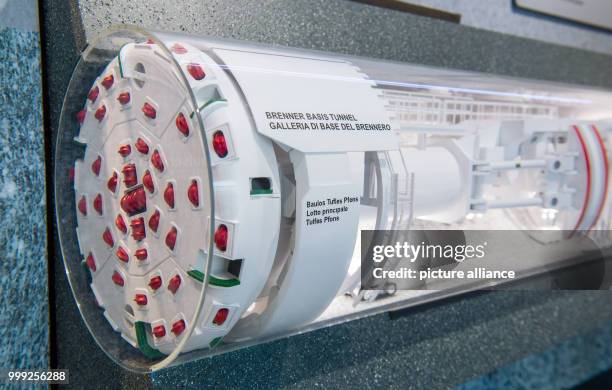 Model of the cutterhead on display in the information centre of the Brenner Base Tunnel near Innsbruck, Austria, 18 August 2017. The planned...