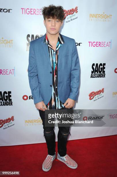 Dominic Cline attends "Sage Alexander: The Dark Realm" Launch Party Co-hosted by Innersight Entertainment and TigerBeat Media at El Rey Theatre on...