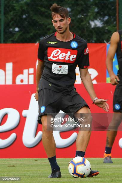 Napoli's Spanish midfielder Fabian Ruiz is training during the pre-season praparation on July 13 2018 at Carciato pitch.