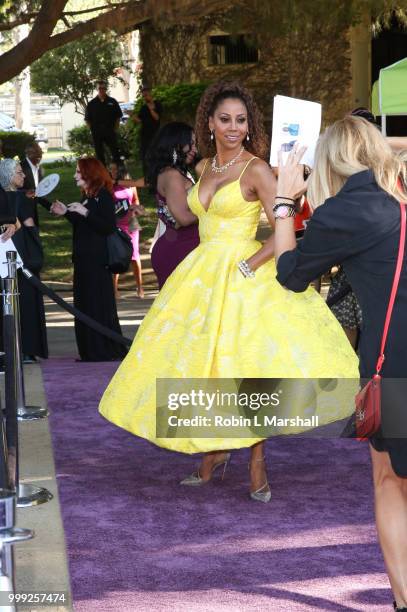 Holly Robinson Peete arrives at The HollyRod Foundation's 20th Annual DesignCare Gala at Private Residence on July 14, 2018 in Malibu, California.