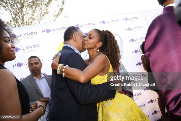 Rev. Jesse Jackson and Holly Robinson Peete embrace at The HollyRod Foundation's 20th Annual DesignCare Gala at Private Residence on July 14, 2018 in...