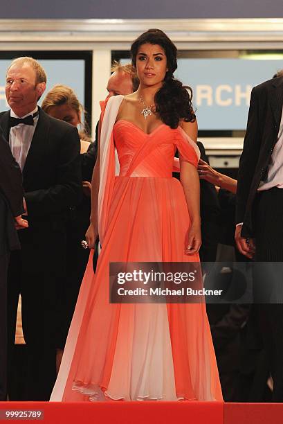 Actress Sabrina Ouazani departs from the "Of Gods And Men" Premiere at the Palais des Festivals during the 63rd Annual Cannes Film Festival on May...