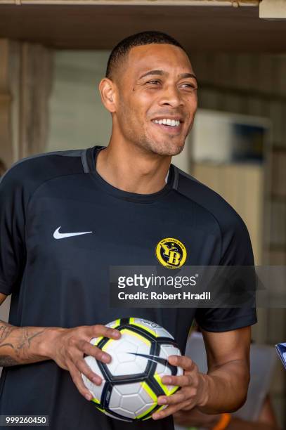 Guillaume Hoarau of BSC Young Boys looks on during the Uhrencup 2018 at the Neufeld stadium on July 14, 2018 in Bern, Switzerland.