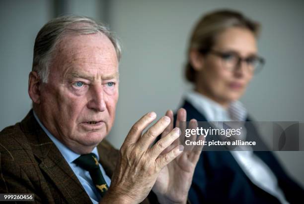 Alice Weidel and Alexander Gauland , prime candidates for the Alternative for Germany party in the Bundestag parliamentary elections, pictured in...