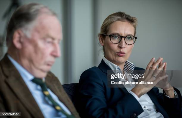 Alice Weidel and Alexander Gauland , prime candidates for the Alternative for Germany party in the Bundestag parliamentary elections, pictured in...