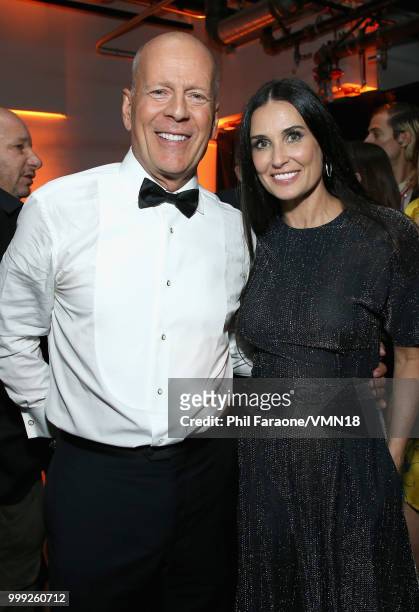 Bruce Willis and Demi Moore attend the after party for the Comedy Central Roast of Bruce Willis at NeueHouse on July 14, 2018 in Los Angeles,...