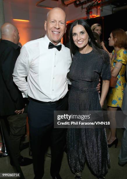 Bruce Willis and Demi Moore attend the after party for the Comedy Central Roast of Bruce Willis at NeueHouse on July 14, 2018 in Los Angeles,...