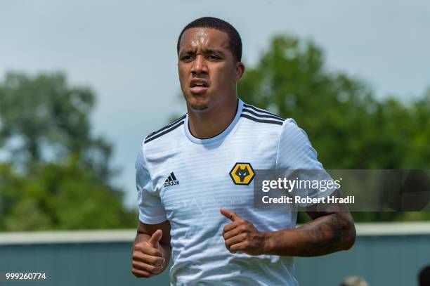 Helder Costa of Wolverhampton Wanderers looks on during the Uhrencup 2018 at the Neufeld stadium on July 14, 2018 in Bern, Switzerland.