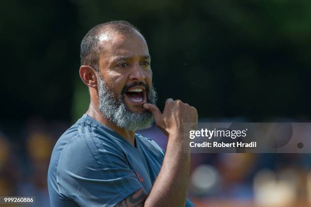 Nuno Espirito Santo manager of Wolverhampton Wanderers reacts during the Uhrencup 2018 at the Neufeld stadium on July 14, 2018 in Bern, Switzerland.