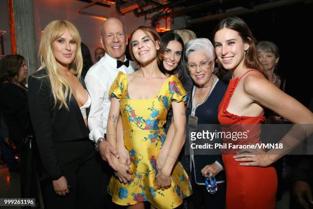 Rumer Willis, Bruce Willis, Tallulah Belle Willis, Demi Moore, Marlene Willis and Scout LaRue Willis attend the after party for the Comedy Central...
