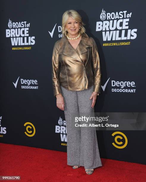 Personality Martha Stewart arrives for the Comedy Central Roast Of Bruce Willis held at Hollywood Palladium on July 14, 2018 in Los Angeles,...