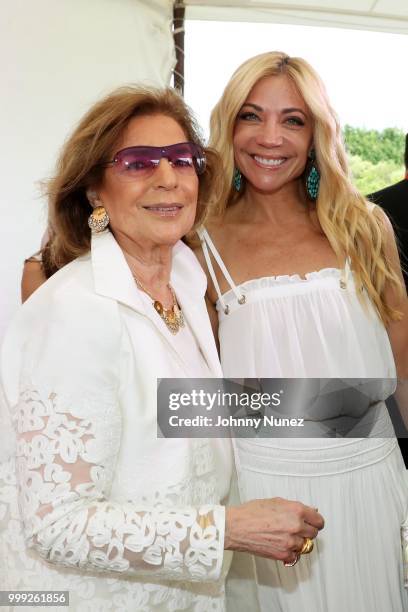 Marion N. Waxman and honoree Ramy Brook Sharp attend the Samuel Waxman Cancer Research Foundation's 14 Annual The Hamptons Happening on July 14, 2018...