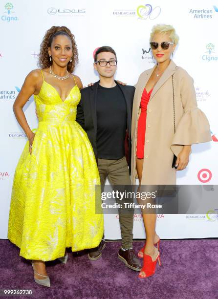 Holly Robinson Peete, Christian Siriano and Nicole Ari Parker attend the HollyRod 20th Annual DesignCare at Cross Creek Farm on July 14, 2018 in...