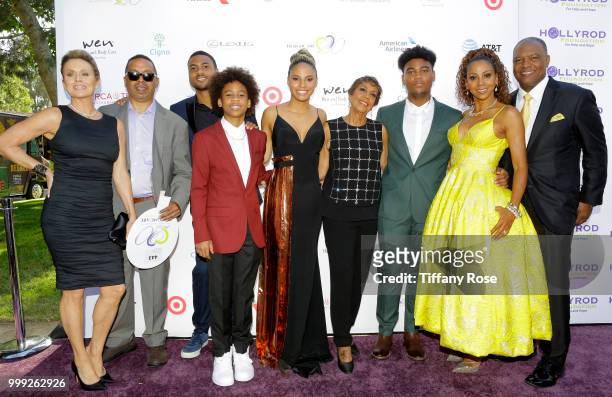 Holly Robinson Peete, Rodney Peete and family attend the HollyRod 20th Annual DesignCare at Cross Creek Farm on July 14, 2018 in Malibu, California.