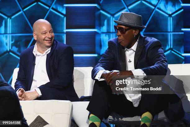 Jeff Ross and Dennis Rodman attend the Comedy Central Roast Of Bruce Willis on July 14, 2018 in Los Angeles, California.