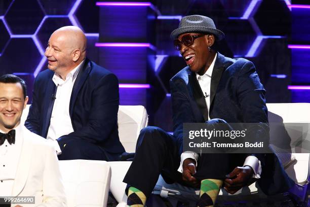 Jeff Ross and Dennis Rodman attend the Comedy Central Roast Of Bruce Willis on July 14, 2018 in Los Angeles, California.