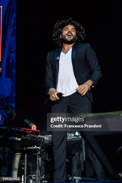 Francesco Renga of MNR performs on stage during Lucca Summer Festival at Piazza Napoleone on July 14, 2018 in Lucca, Italy.