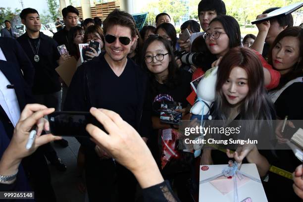 Tom Cruise arrives in support of the 'Mission: Impossible - Fallout' World Press Tour at Gimpo Airport on July 15, 2018 in Seoul, .