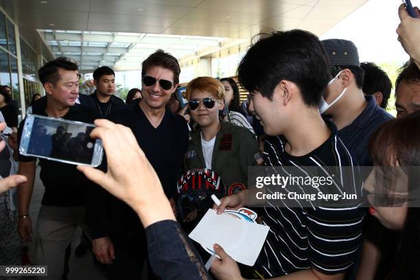 Tom Cruise arrives in support of the 'Mission: Impossible - Fallout' World Press Tour at Gimpo Airport on July 15, 2018 in Seoul, .