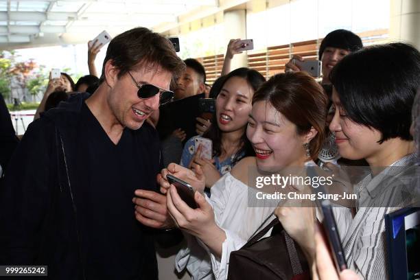 Tom Cruise arrives in support of the 'Mission: Impossible - Fallout' World Press Tour at Gimpo Airport on July 15, 2018 in Seoul, .