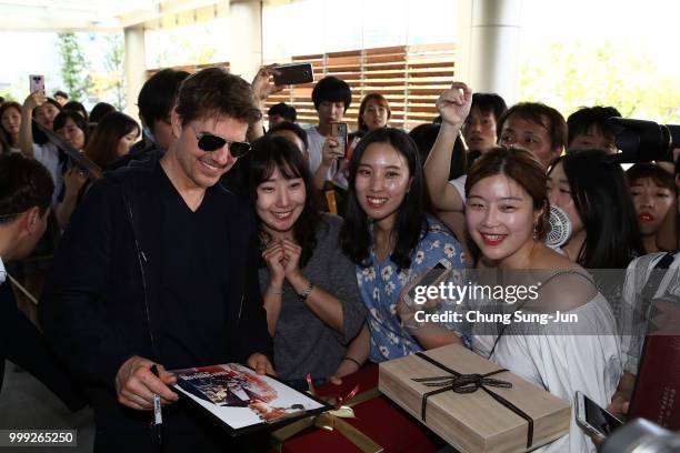 Tom Cruise arrives in support of the 'Mission: Impossible - Fallout' World Press Tour at Gimpo Airport on July 15, 2018 in Seoul, .