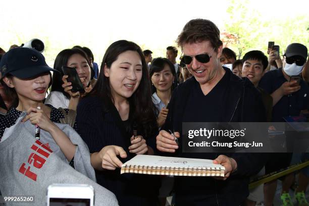 Tom Cruise arrives in support of the 'Mission: Impossible - Fallout' World Press Tour at Gimpo Airport on July 15, 2018 in Seoul, .