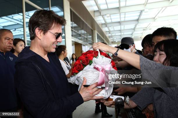 Tom Cruise arrives in support of the 'Mission: Impossible - Fallout' World Press Tour at Gimpo Airport on July 15, 2018 in Seoul, .