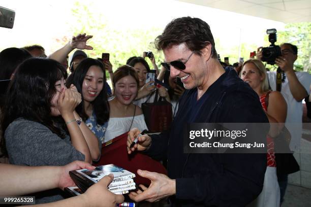 Tom Cruise arrives in support of the 'Mission: Impossible - Fallout' World Press Tour at Gimpo Airport on July 15, 2018 in Seoul, .