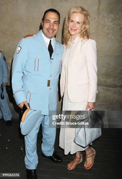 Ossama Farouk and Nicole Kidman pose backstage at "The Band's Visit" on Broadway at The Barrymore Theatre on July 14, 2018 in New York City.