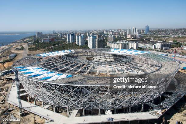 The exterior of the Volgograd Arena in Volgograd, Russia, 21 August 2017. Volgograd is one of the Russian cities which will host soccer matches...