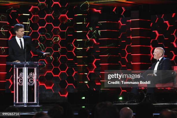 Edward Norton and Bruce Willis attend the Comedy Central Roast Of Bruce Willis on July 14, 2018 in Los Angeles, California.