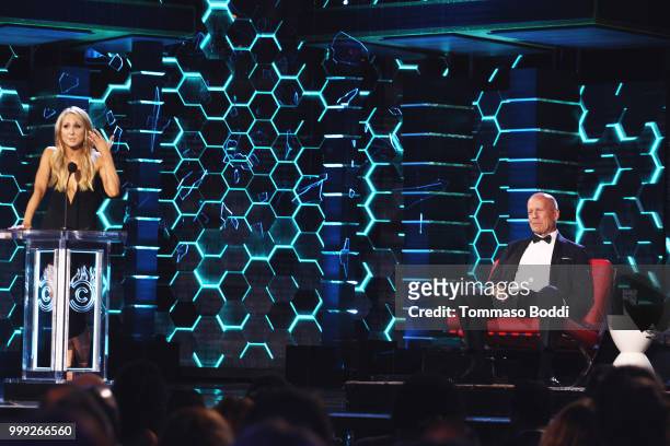 Nikki Glaser and Bruce Willis attend the Comedy Central Roast Of Bruce Willis on July 14, 2018 in Los Angeles, California.