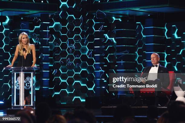 Nikki Glaser and Bruce Willis attend the Comedy Central Roast Of Bruce Willis on July 14, 2018 in Los Angeles, California.