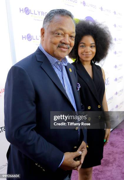 Jesse Jackson and guest attend the HollyRod 20th Annual DesignCare at Cross Creek Farm on July 14, 2018 in Malibu, California.