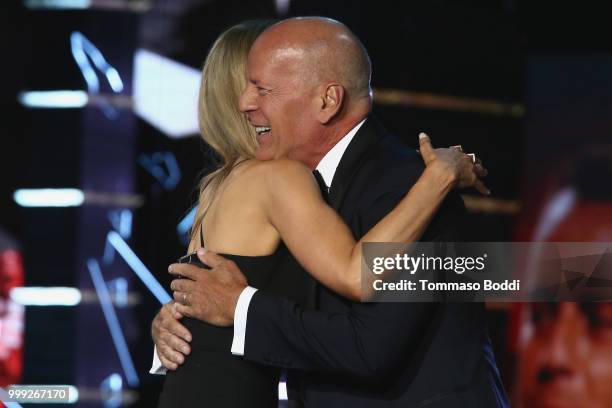 Nikki Glaser and Bruce Willis attend the Comedy Central Roast Of Bruce Willis on July 14, 2018 in Los Angeles, California.