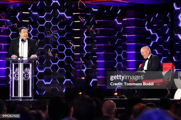 Dom Irrera and Bruce Willis attend the Comedy Central Roast Of Bruce Willis on July 14, 2018 in Los Angeles, California.