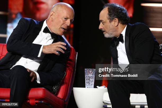 Kevin Pollak and Bruce Willis attend the Comedy Central Roast Of Bruce Willis on July 14, 2018 in Los Angeles, California.