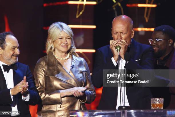 Kevin Pollak, Martha Stewart and Bruce Willis attend the Comedy Central Roast Of Bruce Willis on July 14, 2018 in Los Angeles, California.