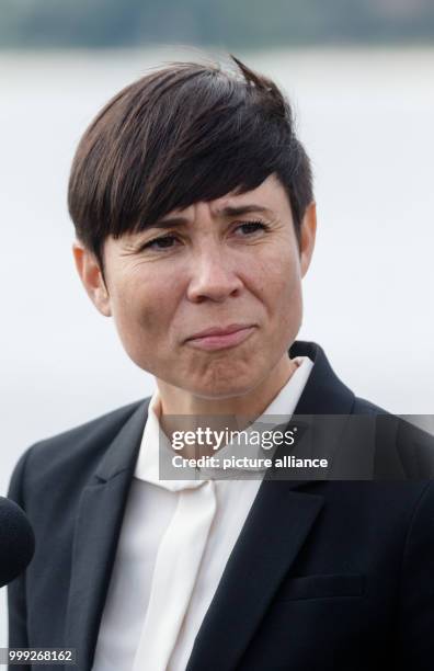 Norwegian defence minister Ine Marie Eriksen during a visit to the German naval and submarine training base in Eckernfoerde, Germany, 22 August 2017....