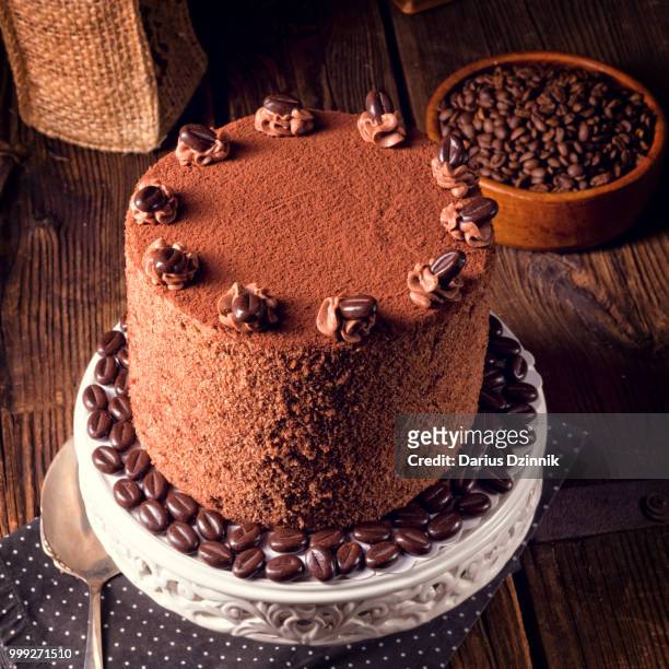 delicious chocolate - coffee pie - chocolate pie stockfoto's en -beelden