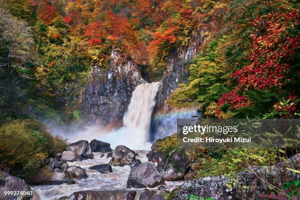 a rainbow to heal a waterfall - rainbow waterfall stock pictures, royalty-free photos & images