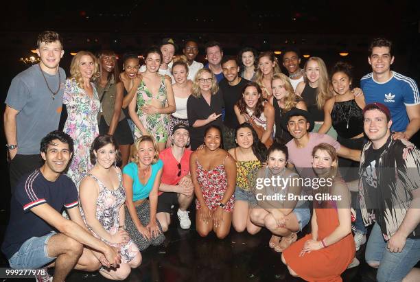 Amy Poehler poses with the cast backstage at the hit musical based on the film "Mean Girls" on Broadway at The August Wilson Theatre on July 14, 2018...