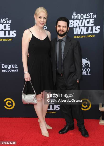 Actor Samm Levie and Rachel Cus arrives for the Comedy Central Roast Of Bruce Willis held at Hollywood Palladium on July 14, 2018 in Los Angeles,...