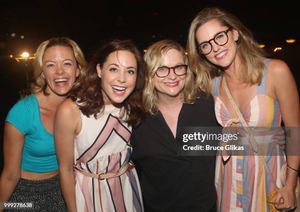 Kate Rockwell, Erika Henningsen, Amy Poehler and Taylor Louderman pose backstage at the hit musical based on the film "Mean Girls" on Broadway at The...