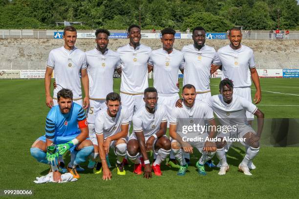 Team Reims. Top line from left to right : Remi Oudin, Romain Metanire, Axel Disasi, Nolam Mbemba, Grejohn Kyei and Yunis Abdelhamid. Bottom line from...