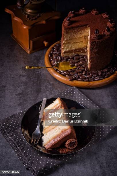 delicious chocolate - coffee pie - chocolate pie stockfoto's en -beelden